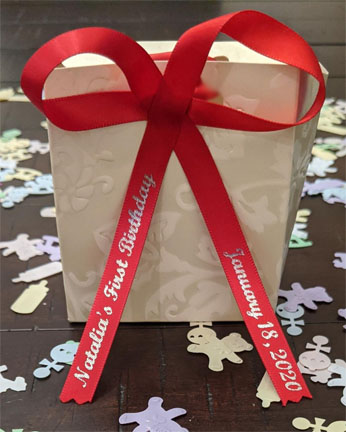 3/8" Satin Custom printed Favor Ribbon One Color