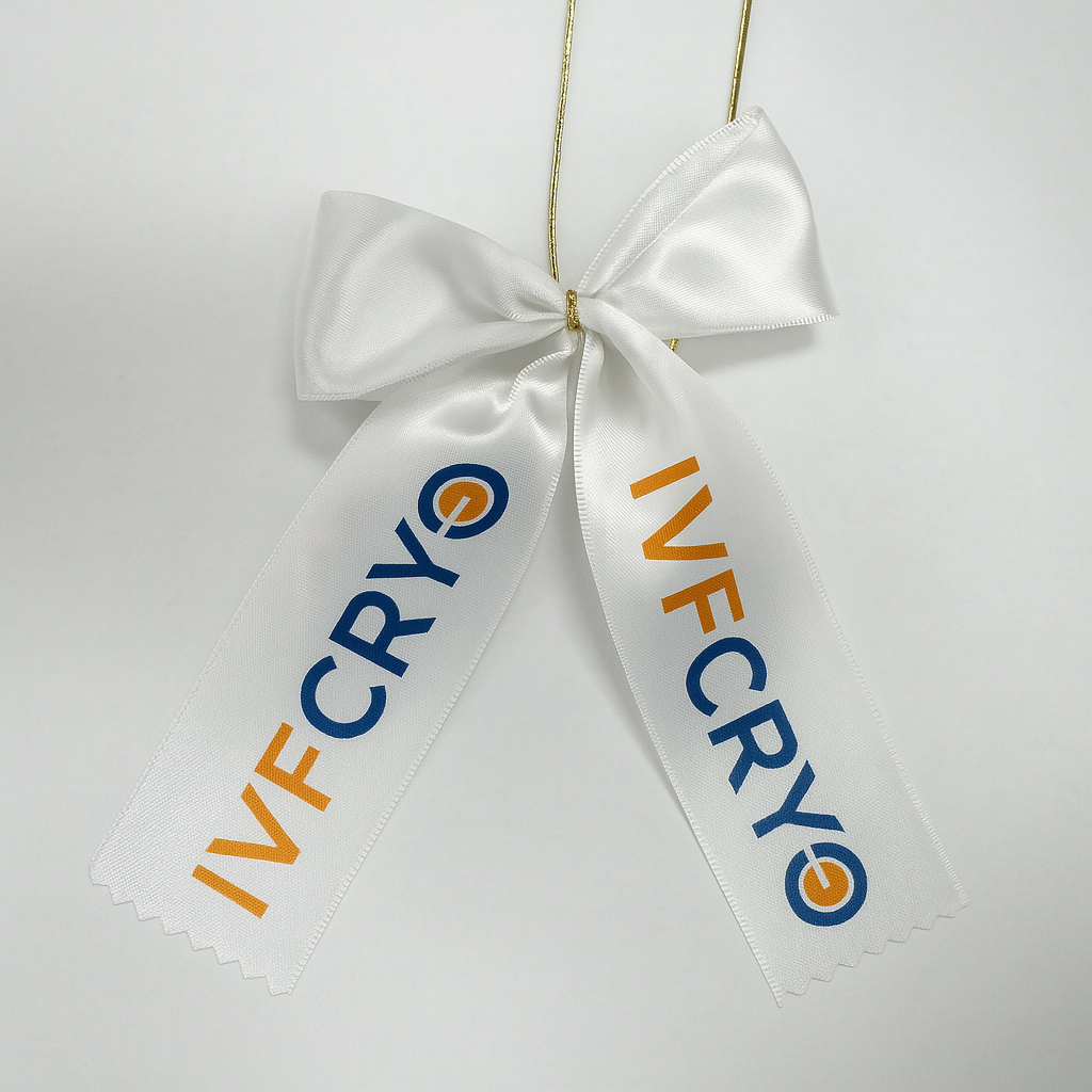 Sublimated and Hot Stamp Satin Gift Bows With Gold Elastic