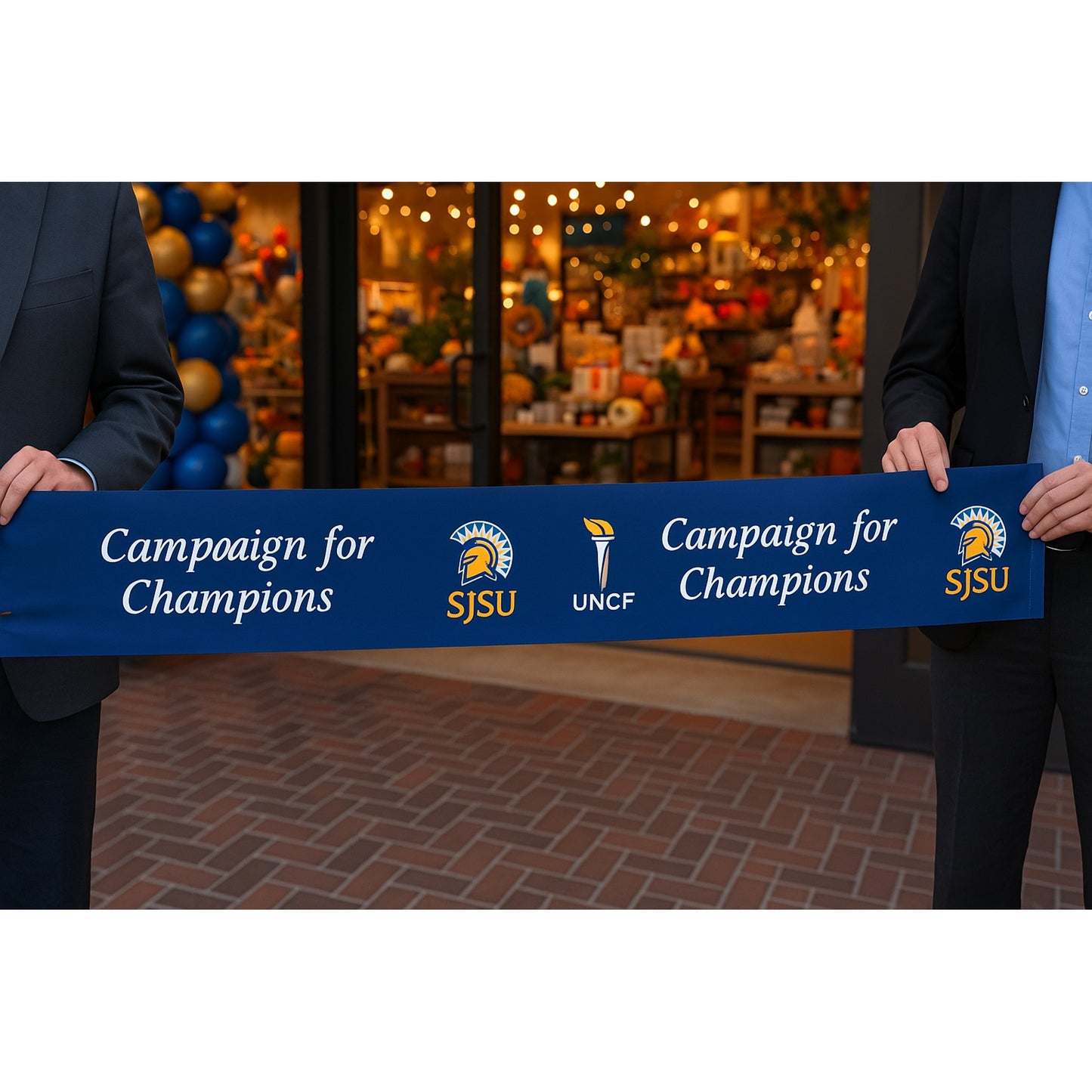 Grand Opening Ribbon with a white background, 50 yard length x 3", 4", 6", 8" and 10" width.