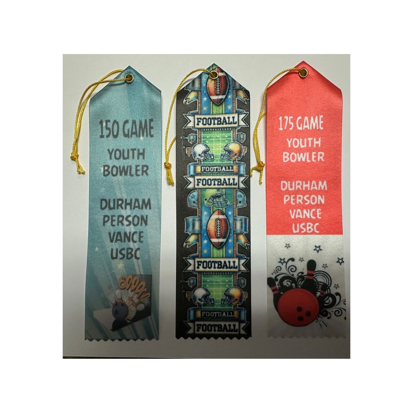 2"x 8" SUBLIMATED CUSTOM AWARD RIBBON WITH EYELET, STRING AND EVENT CARD