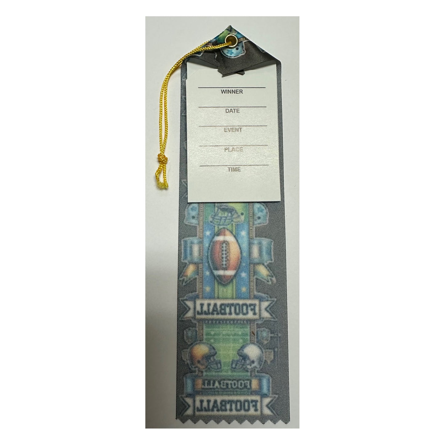 2"x 8" SUBLIMATED CUSTOM AWARD RIBBON WITH EYELET, STRING AND EVENT CARD