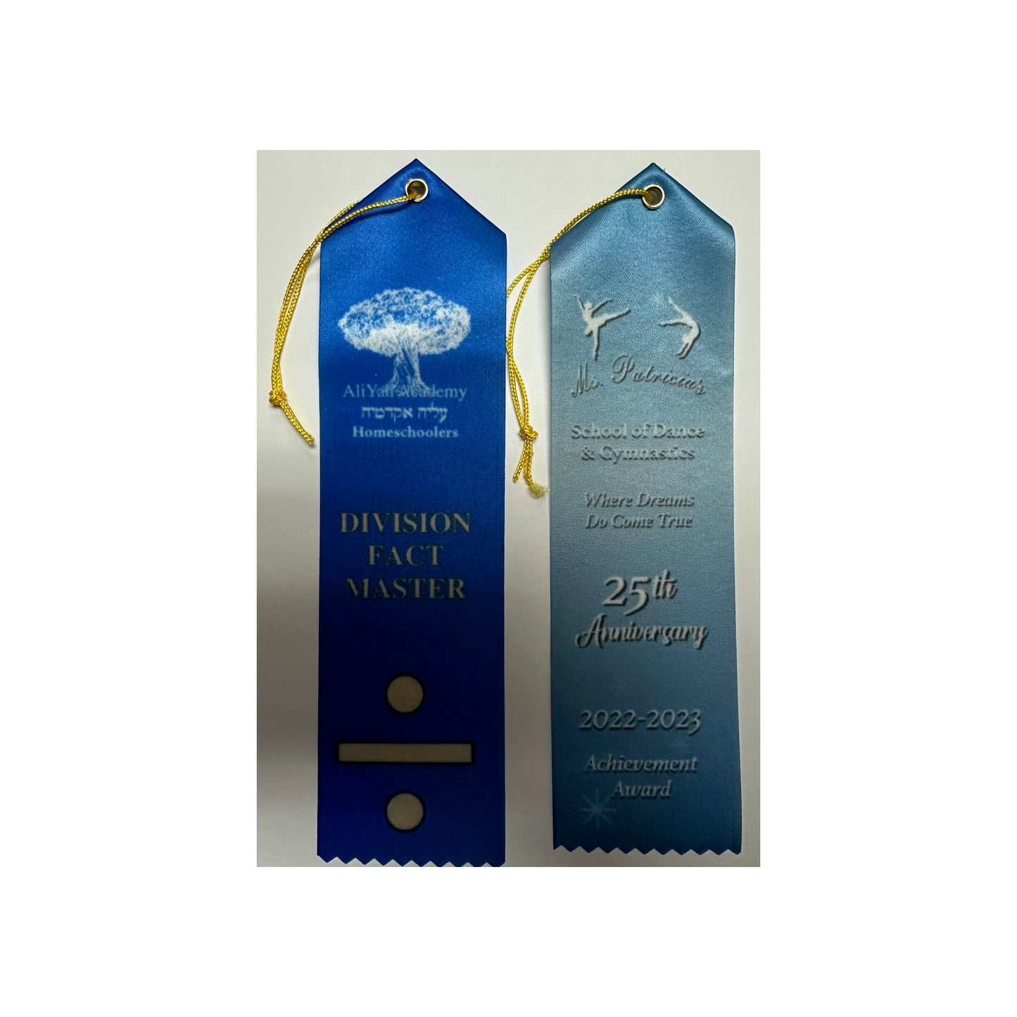 2"x 8" SUBLIMATED CUSTOM AWARD RIBBON WITH EYELET, STRING AND EVENT CARD