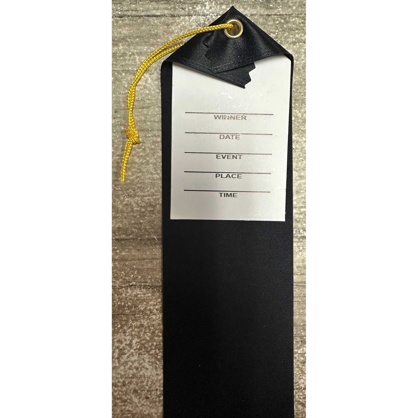2"x 8" CUSTOM AWARD RIBBON WITH EYELET, STRING AND EVENT CARD