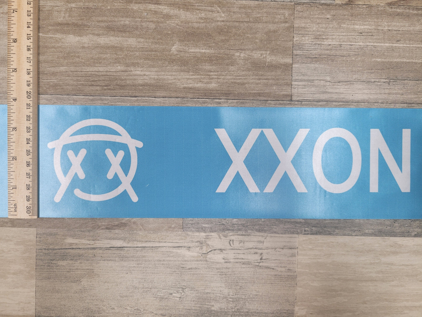 Grand Opening Ribbon with a color background, 50 yard length x 3", 4", 6", 8" and 10" width.