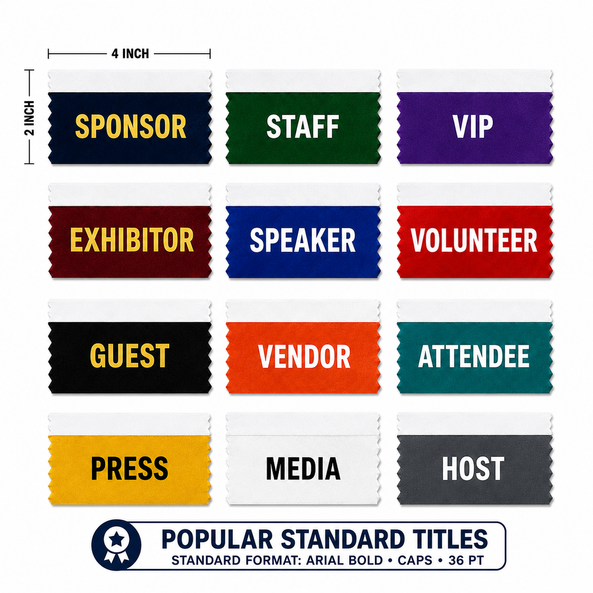 TEST   Custom Hot Stamp Name Badge Ribbons – FREE Standard Setup & Competitive Pricing