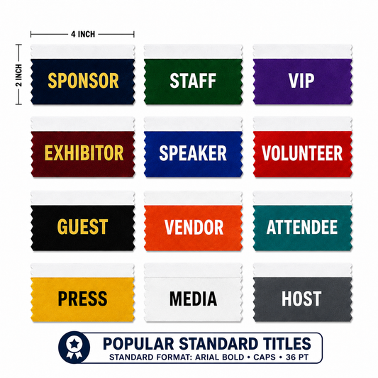 TEST   Custom Hot Stamp Name Badge Ribbons – FREE Standard Setup & Competitive Pricing