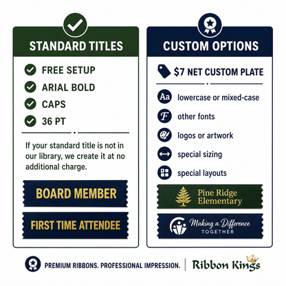 TEST   Custom Hot Stamp Name Badge Ribbons – FREE Standard Setup & Competitive Pricing