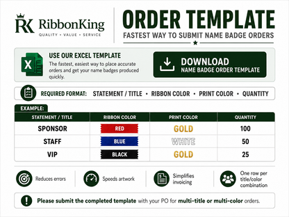 TEST   Custom Hot Stamp Name Badge Ribbons – FREE Standard Setup & Competitive Pricing