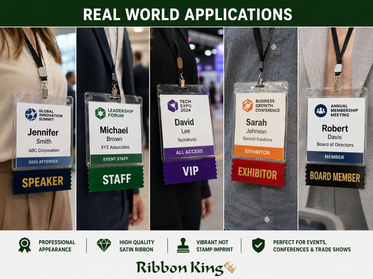 TEST   Custom Hot Stamp Name Badge Ribbons – FREE Standard Setup & Competitive Pricing