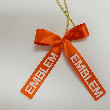 Sublimated and Hot Stamp Satin Gift Bows With Gold Elastic