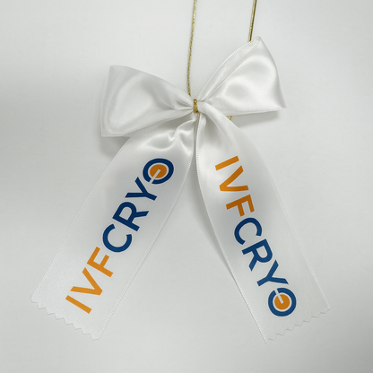 Sublimated and Hot Stamp Satin Gift Bows With Gold Elastic