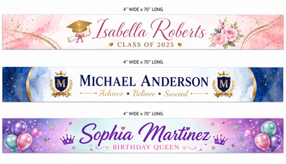 Custom Full-Color Sublimated Satin Sashes – 3" or 4" Width x 70" Length