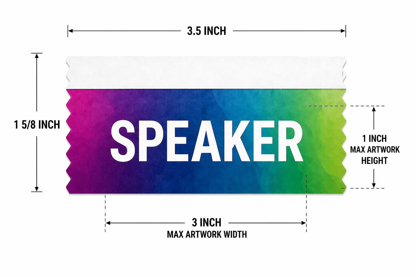 Custom Name Badge Ribbon – Full Color (1-5/8 Inch Width) NO SETUP CHARGE